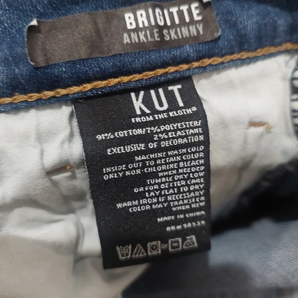 Kut from the Kloth Brigitte Ankle Skinny Jeans Pearl Details Women's Size 8 GUC - Picture 6 of 8